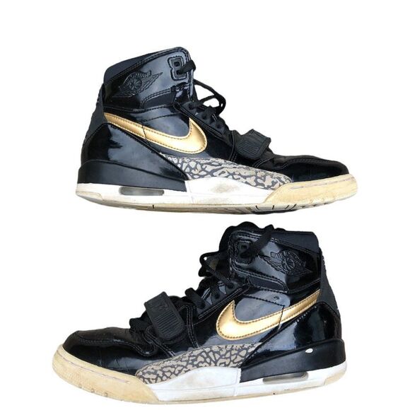 RARE 2018 Nike Air Jordan 1 Legacy 312 Black Gold Patent Size 8 - Picture 2 of 16